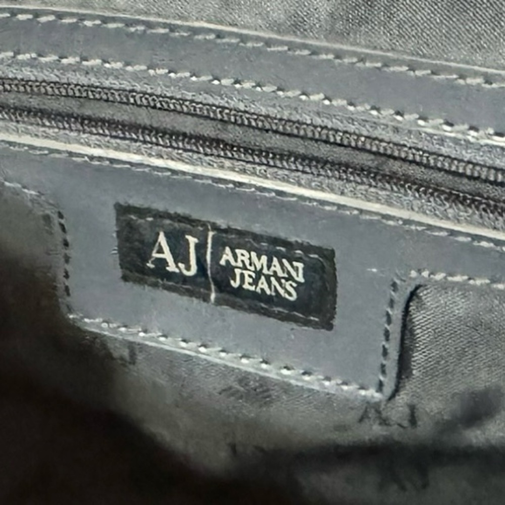 Armani Jeans Tote Blue Gray Patent Large - Picture 4 of 5
